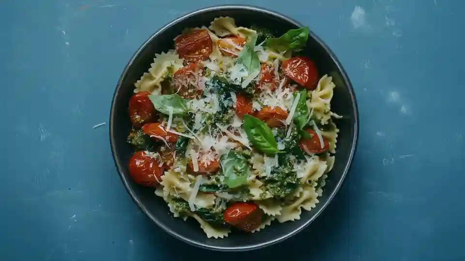 Vollkornnudelsalat mit Ofentomaten